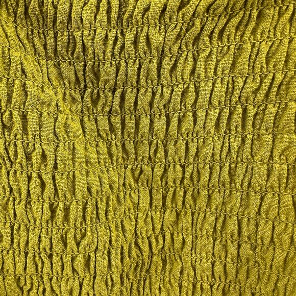 Monteau Crop Top Womens L Green Linen Blend Knot Front Smocked Back Breathable - Picture 4 of 9